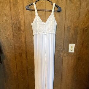 Japna White Crochet Top Jumpsuit